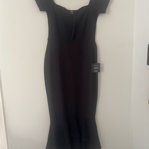 Lulu's Black Off-Shoulder Midi Dress
